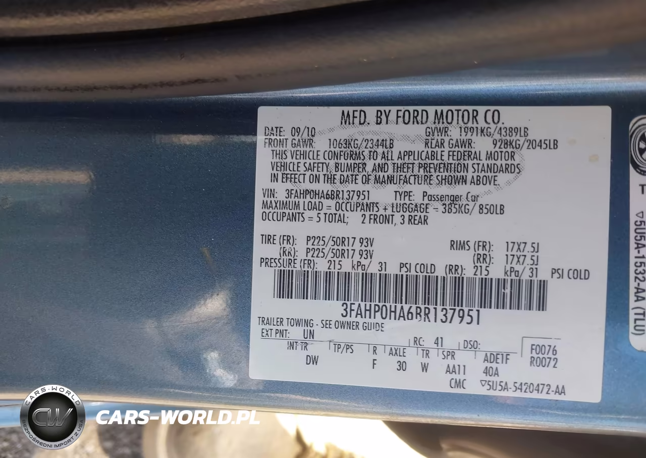 2011 Ford Fusion Se VIN:3FAHP0HA6BR137951 - 9