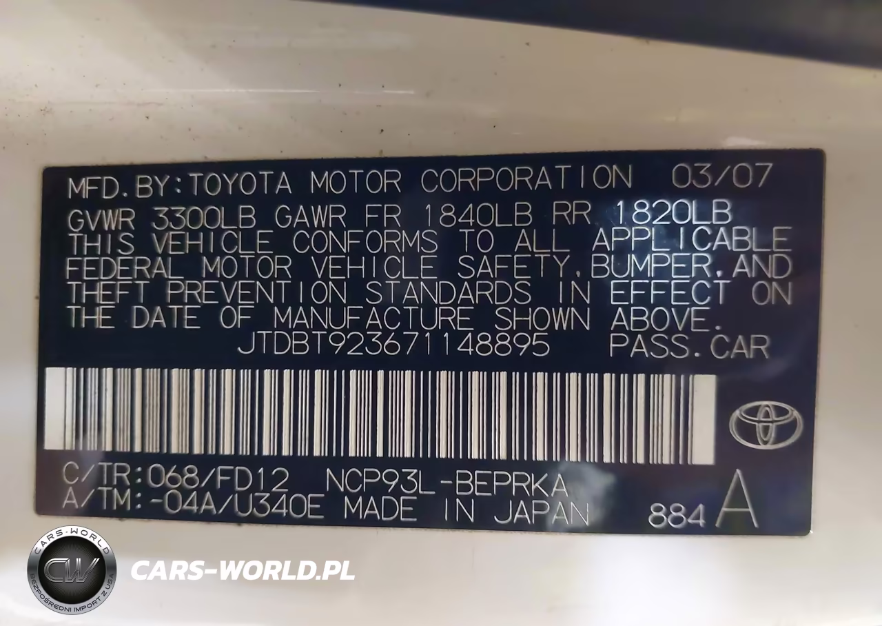 2007 Toyota Yaris S VIN:JTDBT923671148895 - 9