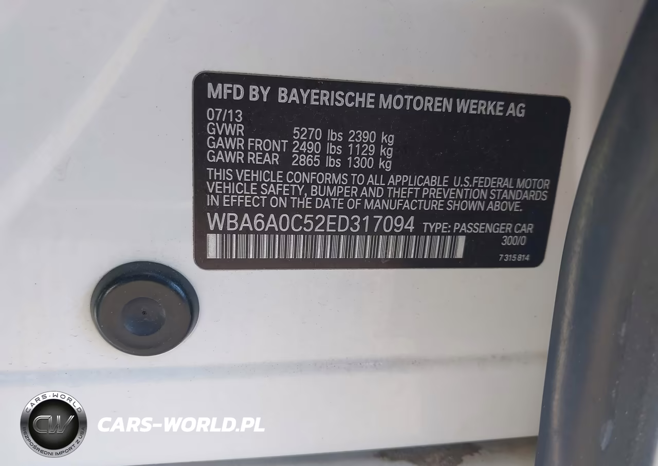 2014 BMW 640I Gran Coupe VIN:WBA6A0C52ED317094 - 9
