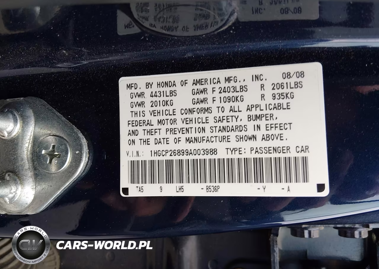 2009 Honda Accord 2.4 Ex-L VIN:1HGCP26899A003988 - 9