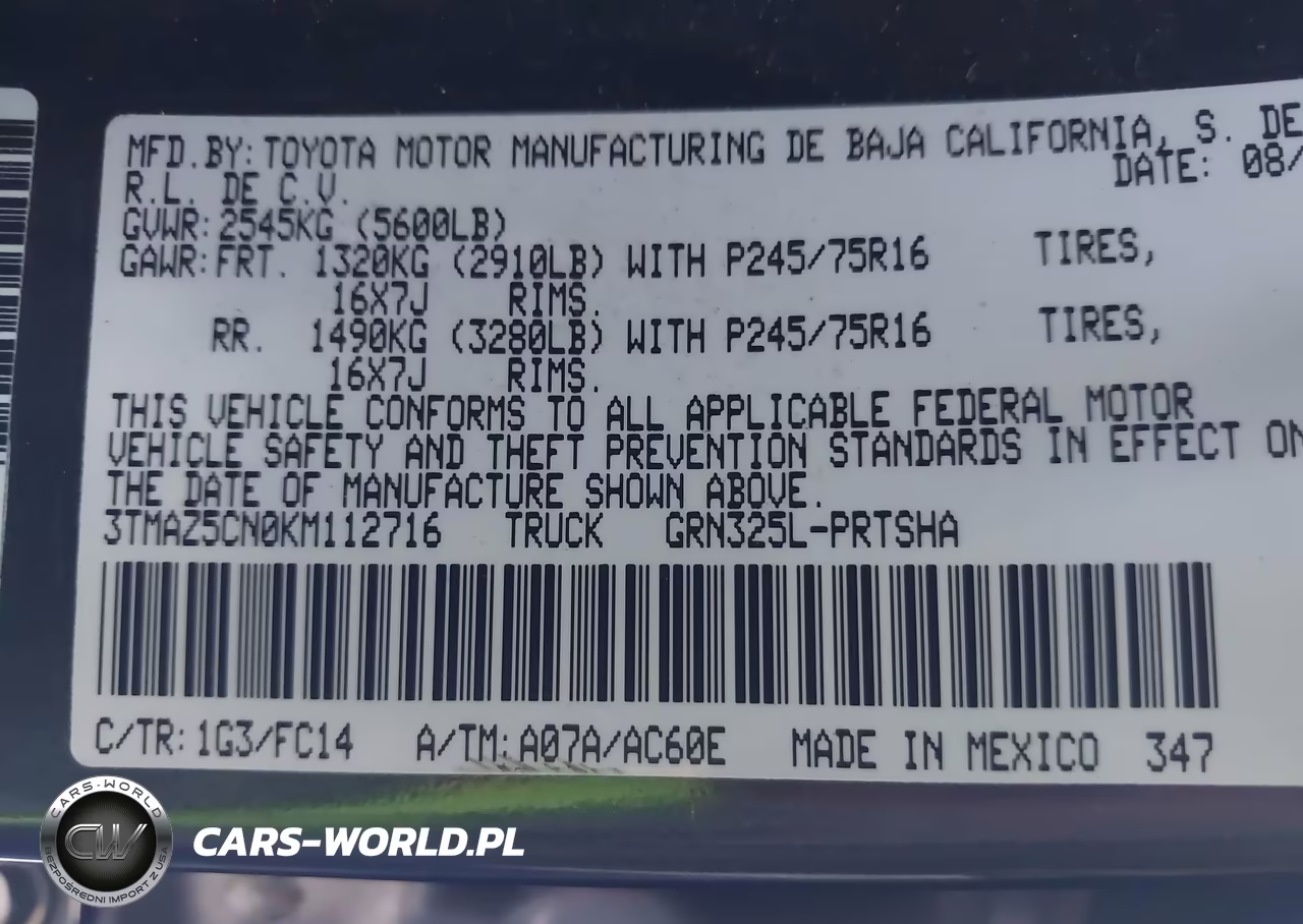 2019 Toyota Tacoma Sr5 V6 VIN:3TMAZ5CN0KM112716 - 9
