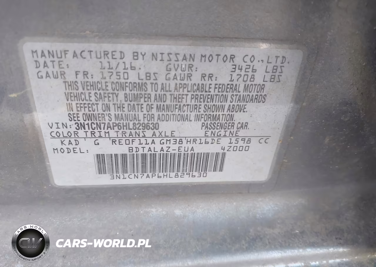 2017 Nissan Versa 1.6 S+ VIN:3N1CN7AP6HL829630 - 9