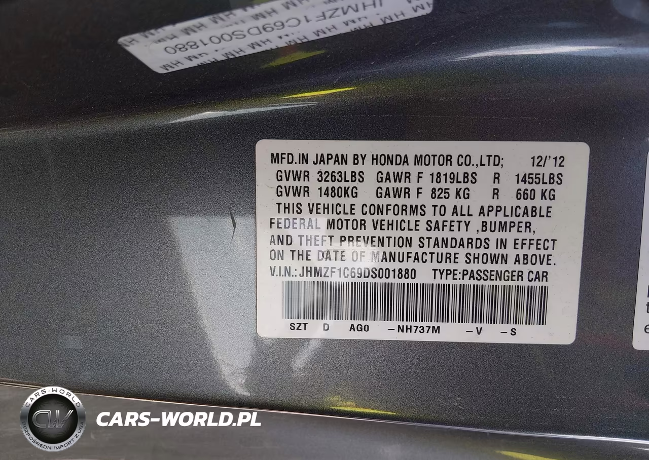 2013 Honda Cr-Z Ex VIN:JHMZF1C69DS001880 - 9