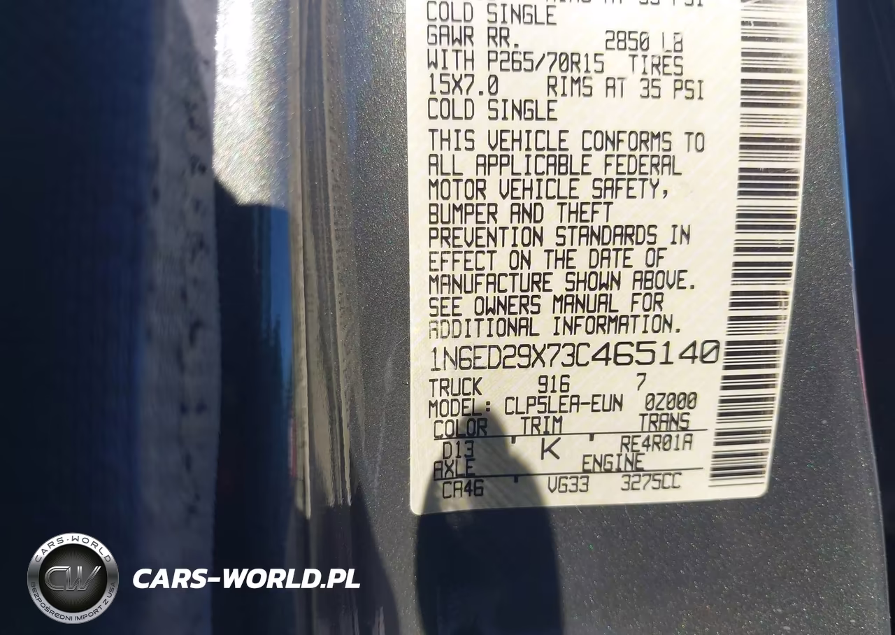 2003 Nissan Frontier Xe-V6 VIN:1N6ED29X73C465140 - 9