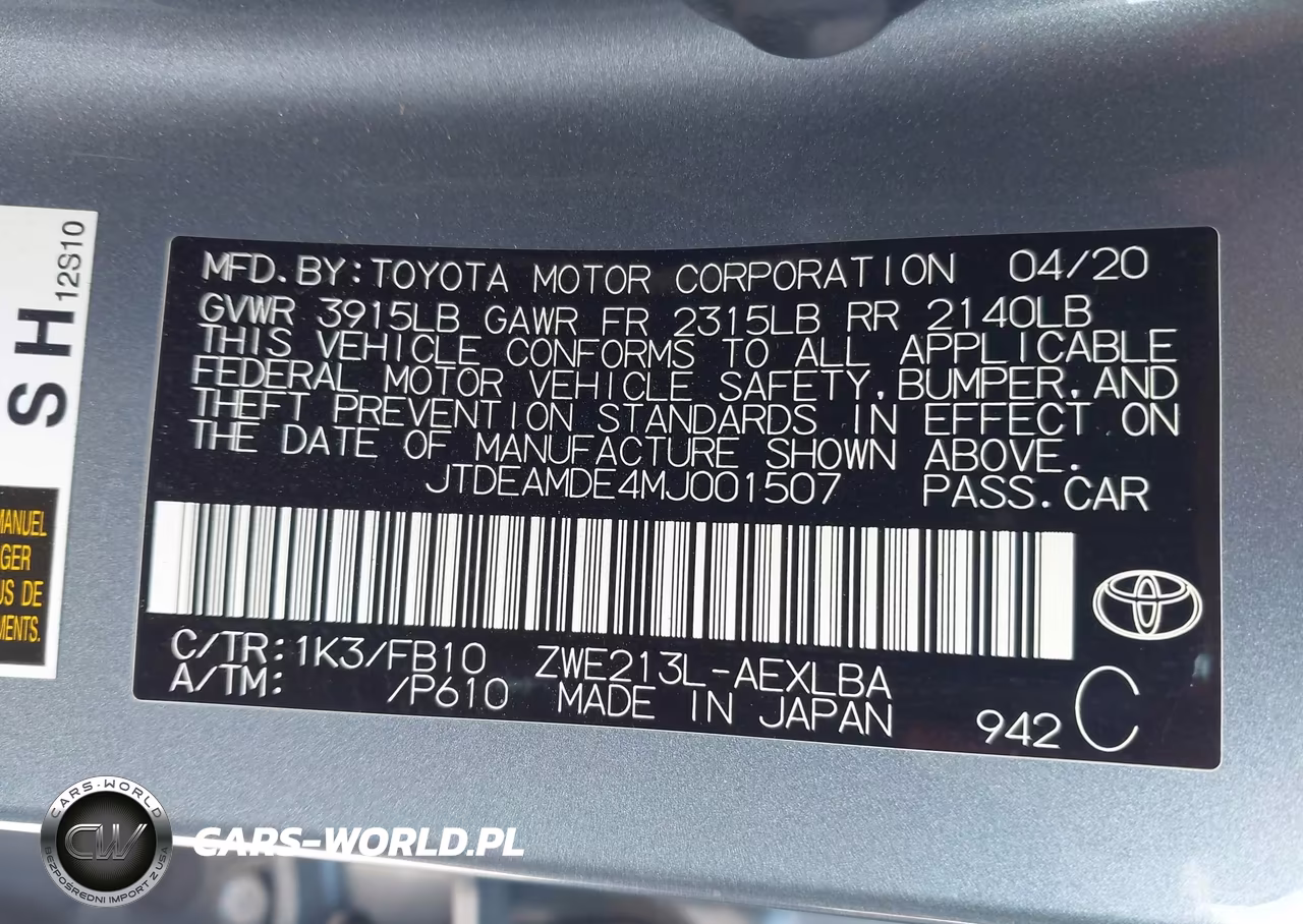 2021 Toyota Corolla Hybrid Le VIN:JTDEAMDE4MJ001507 - 9