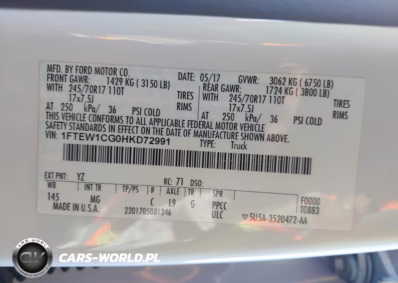 2017 Ford F-150 Xlt VIN:1FTEW1CG0HKD72991 - 9