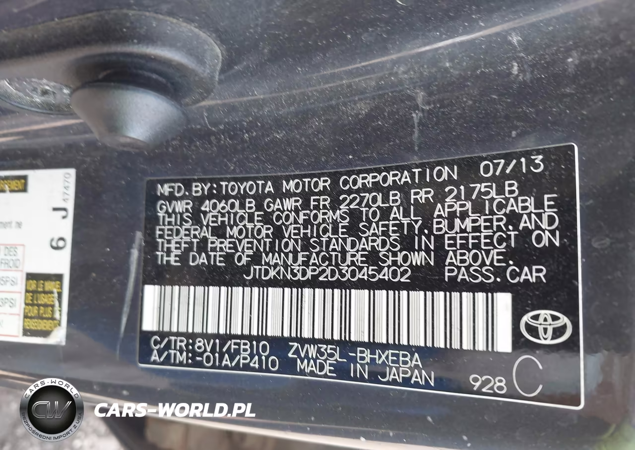 2013 Toyota Prius Plug-In VIN:JTDKN3DP2D3045402 - 9