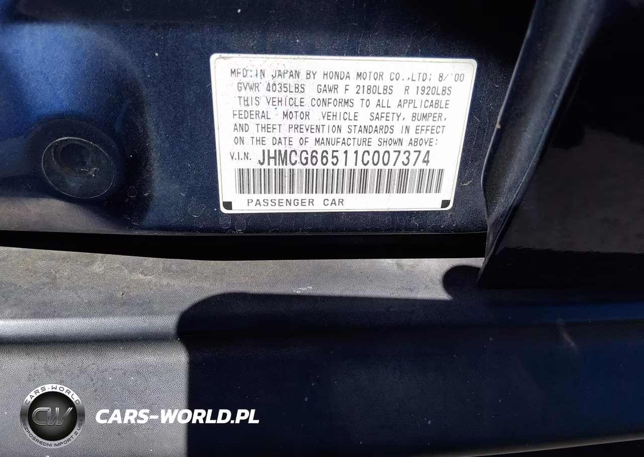 2001 Honda Accord 2.3 Lx VIN:JHMCG66511C007374 - 9