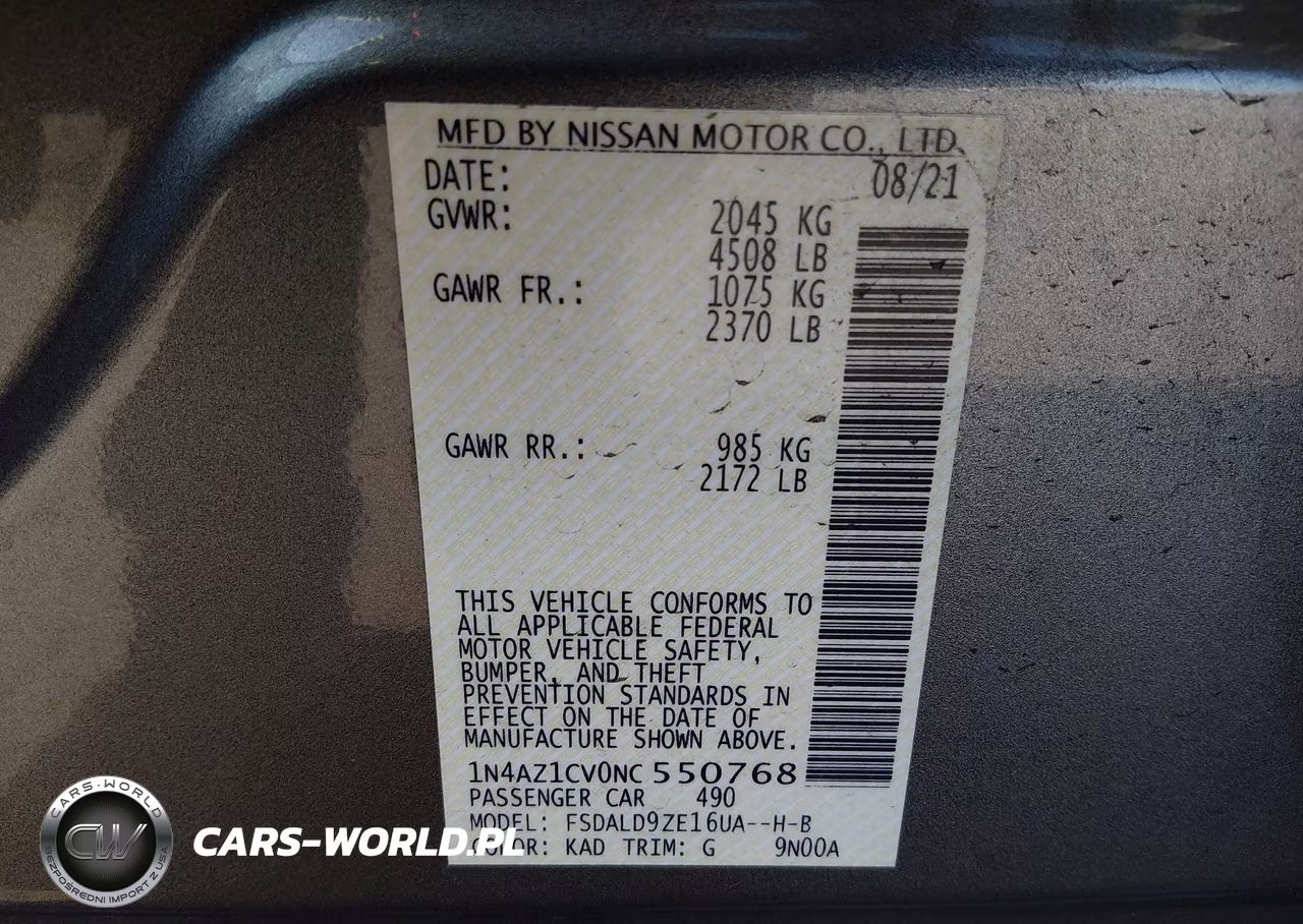 2022 Nissan Leaf Sv 40 Kwh VIN:1N4AZ1CV0NC550768 - 9