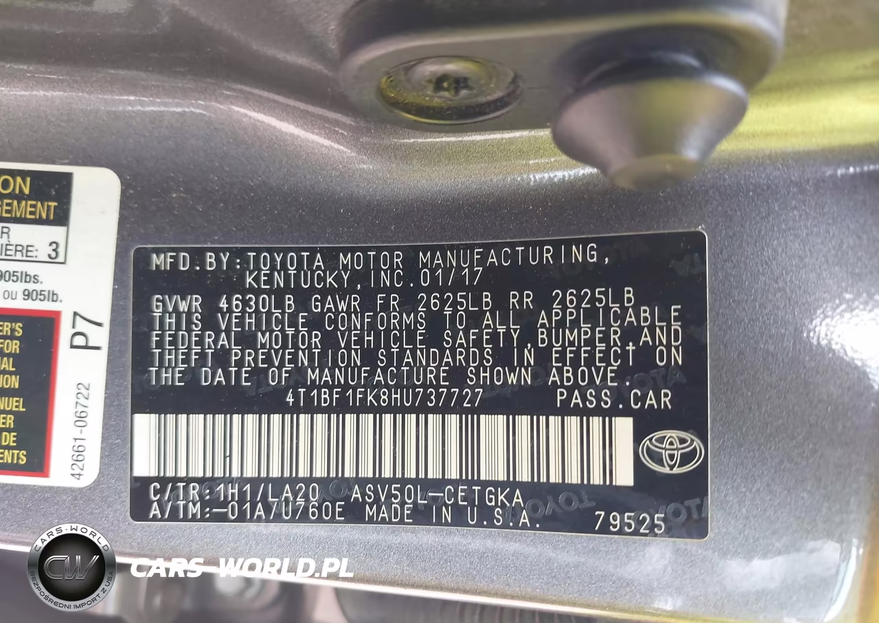 2017 Toyota Camry Xle VIN:4T1BF1FK8HU737727 - 9