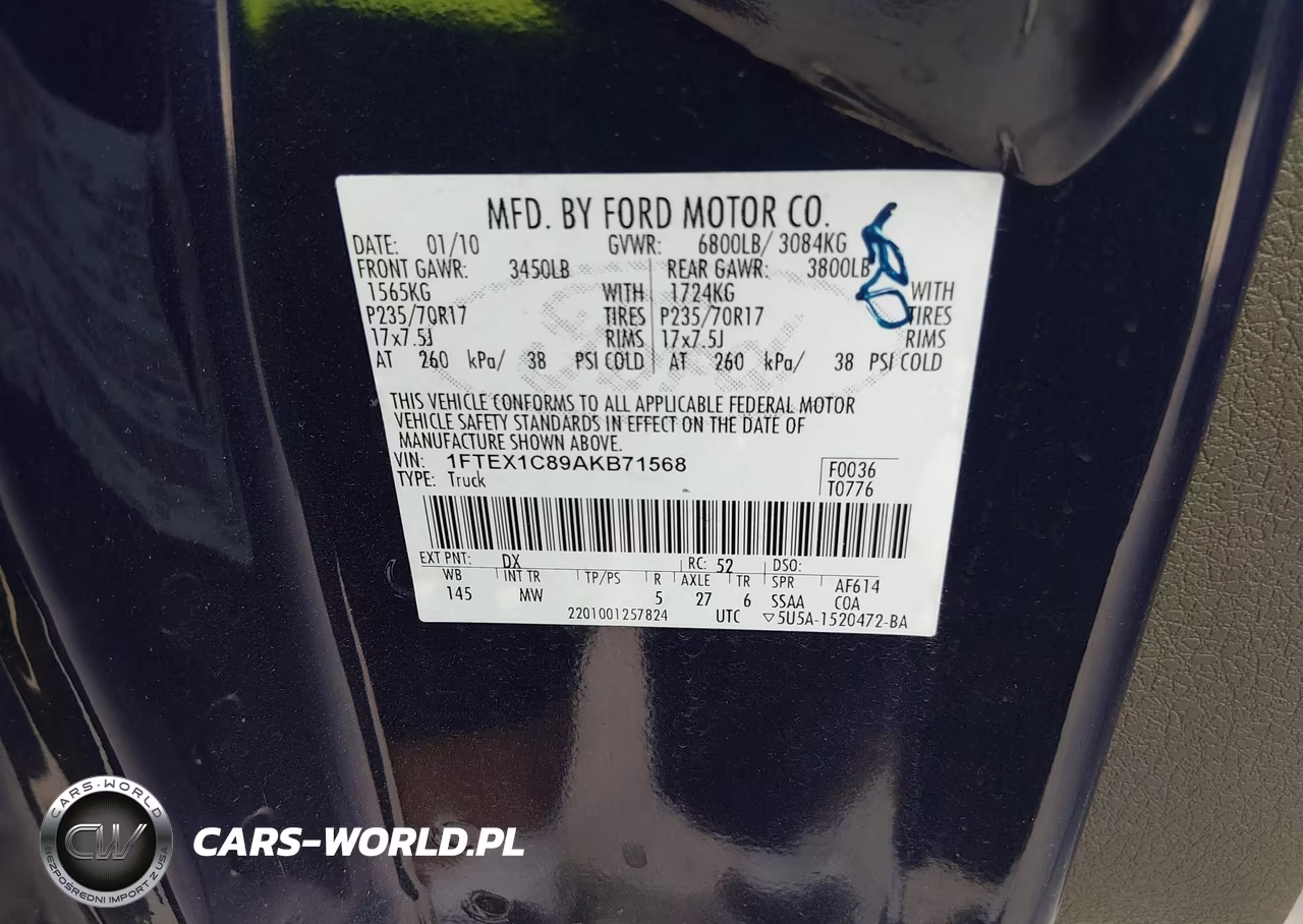 2010 Ford F-150 Fx2 Sport-Stx-Xl-Xlt VIN:1FTEX1C89AKB71568 - 9