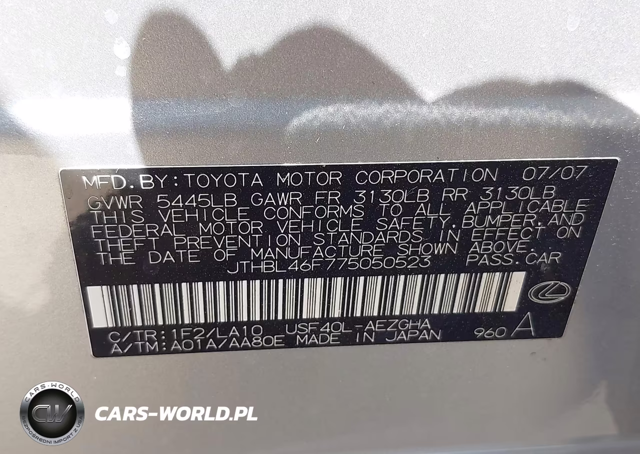 2007 Lexus Ls 460 VIN:JTHBL46F775050523 - 9