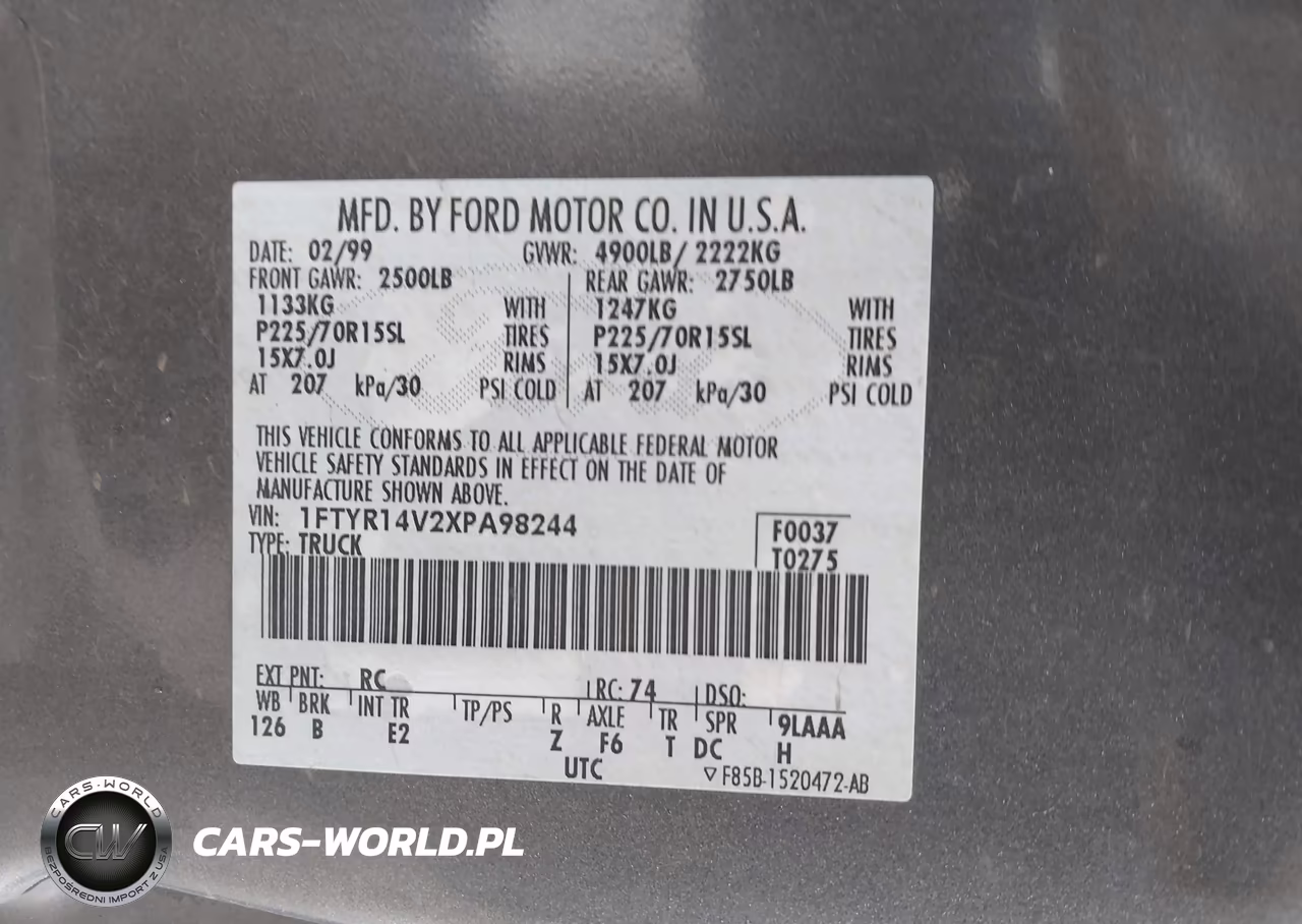 1999 Ford Ranger Xl-Xlt VIN:1FTYR14V2XPA98244 - 9