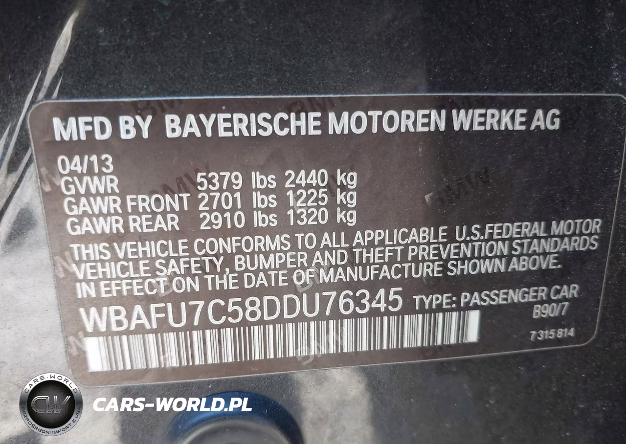 2013 BMW 535I xDrive VIN:WBAFU7C58DDU76345 - 9