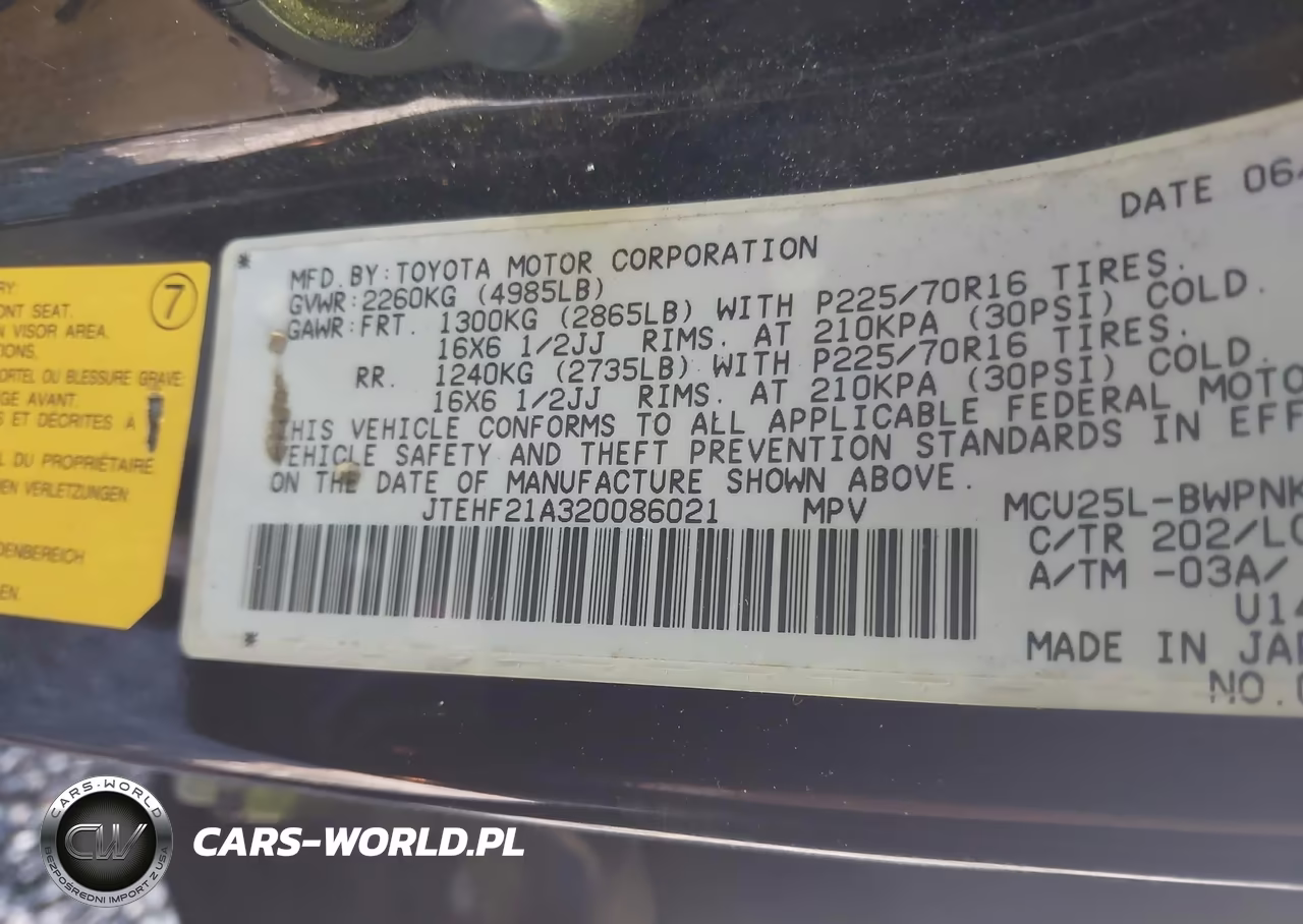 2002 Toyota Highlander Limited V6 VIN:JTEHF21A320086021 - 9