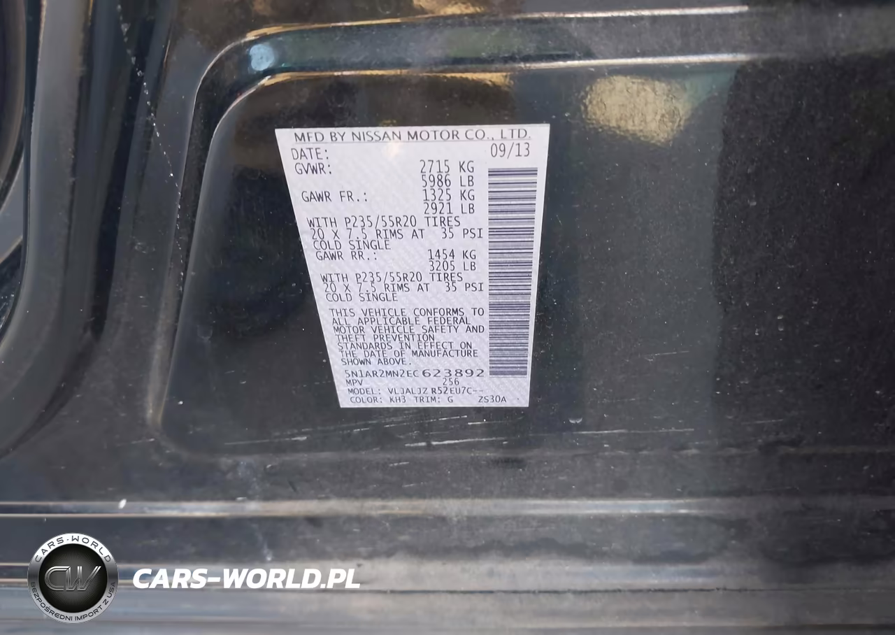 2014 Nissan Pathfinder Platinum VIN:5N1AR2MN2EC623892 - 9