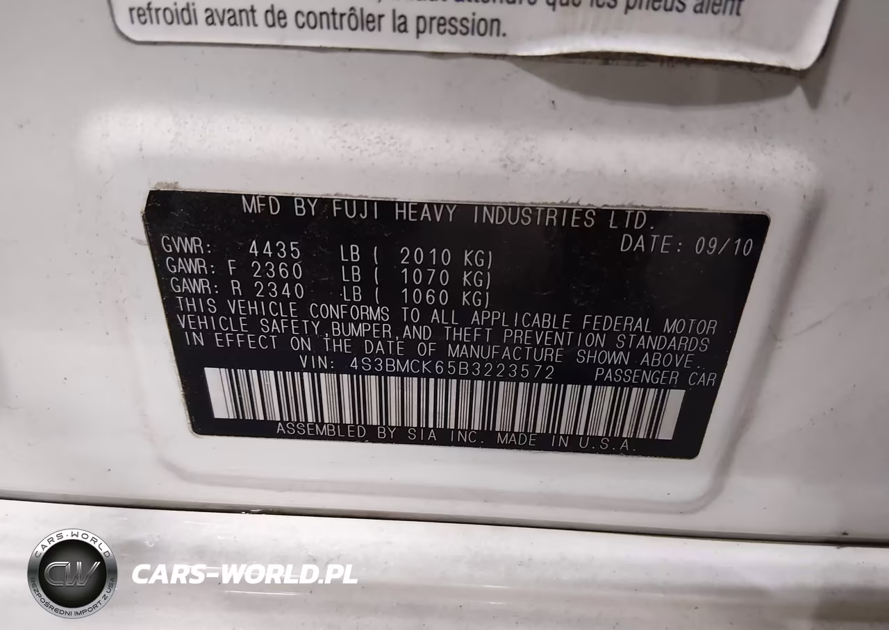 2011 Subaru Legacy 2.5I Limited VIN:4S3BMCK65B3223572 - 9