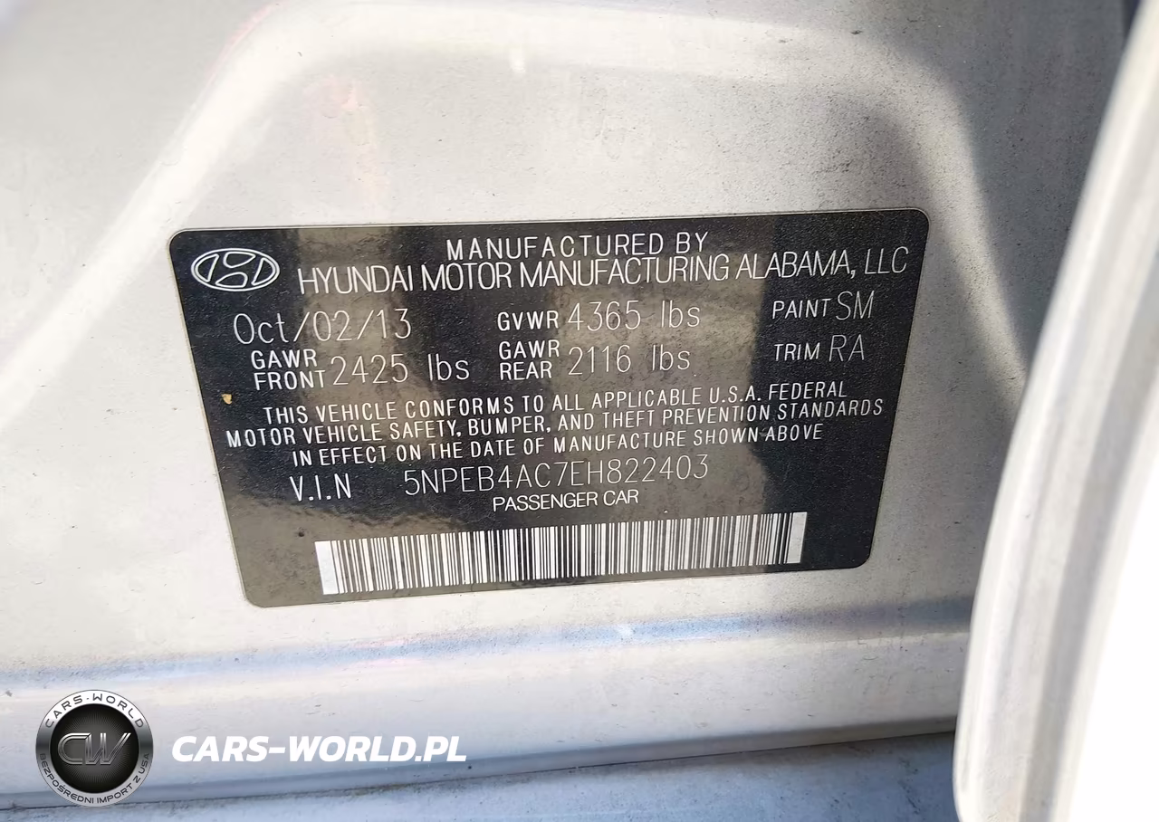 2014 Hyundai Sonata Gls VIN:5NPEB4AC7EH822403 - 9