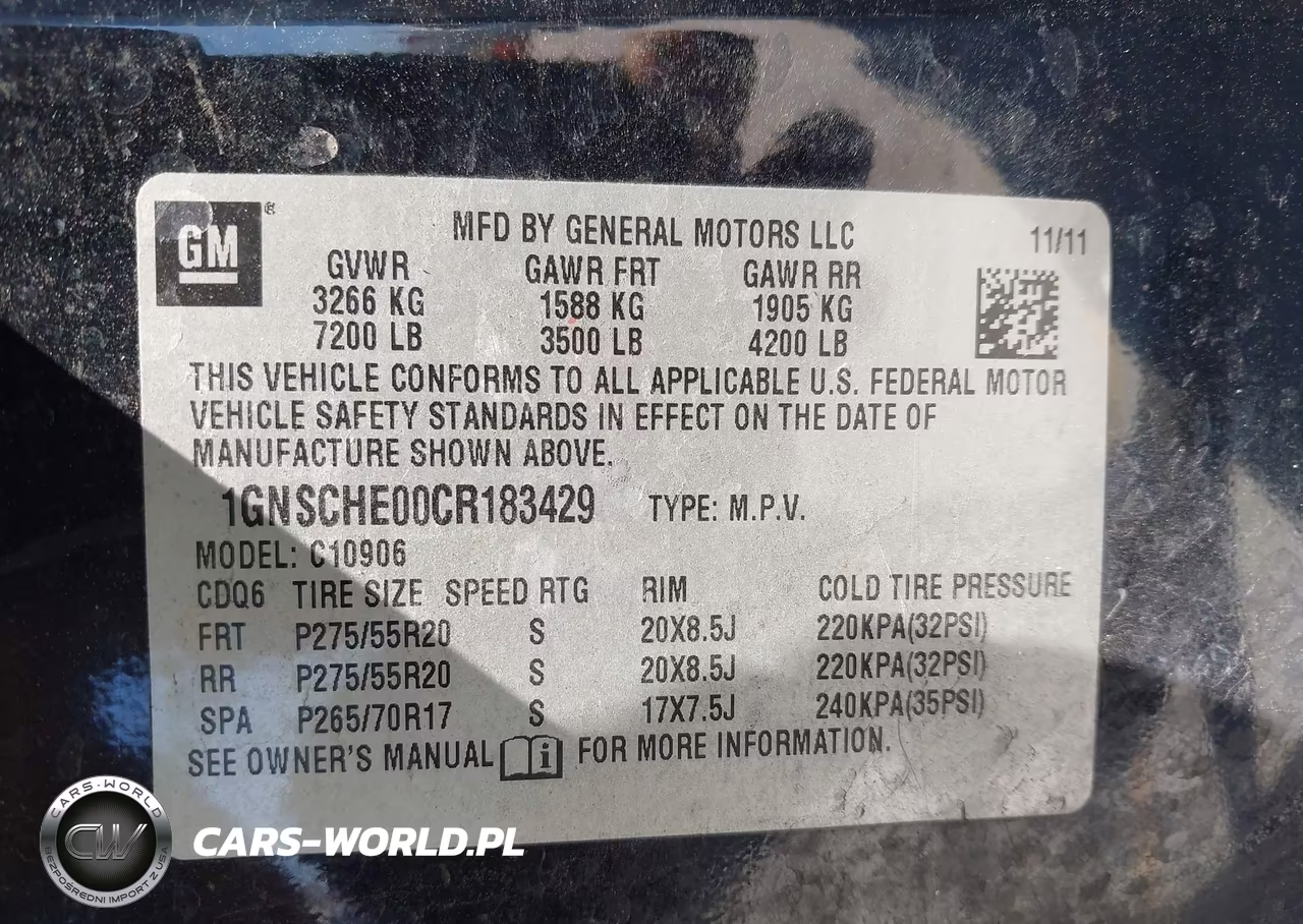 2012 Chevrolet Suburban 1500 Ls VIN:1GNSCHE00CR183429 - 9