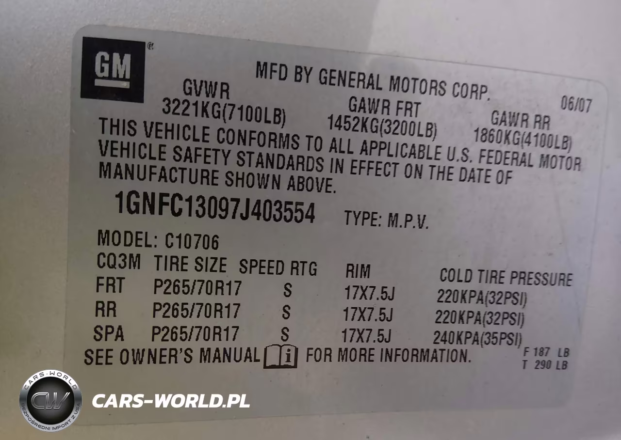 2007 Chevrolet Tahoe Ls VIN:1GNFC13097J403554 - 9