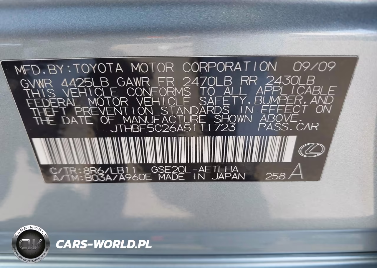 2010 Lexus Is 250 VIN:JTHBF5C26A5111723 - 9