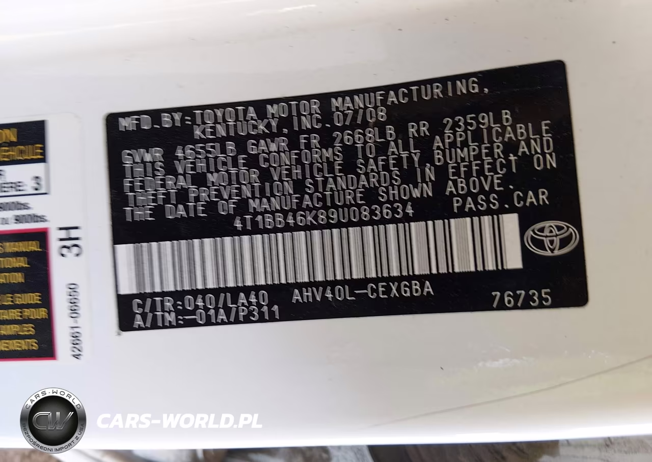 2009 Toyota Camry Hybrid VIN:4T1BB46K89U083634 - 9
