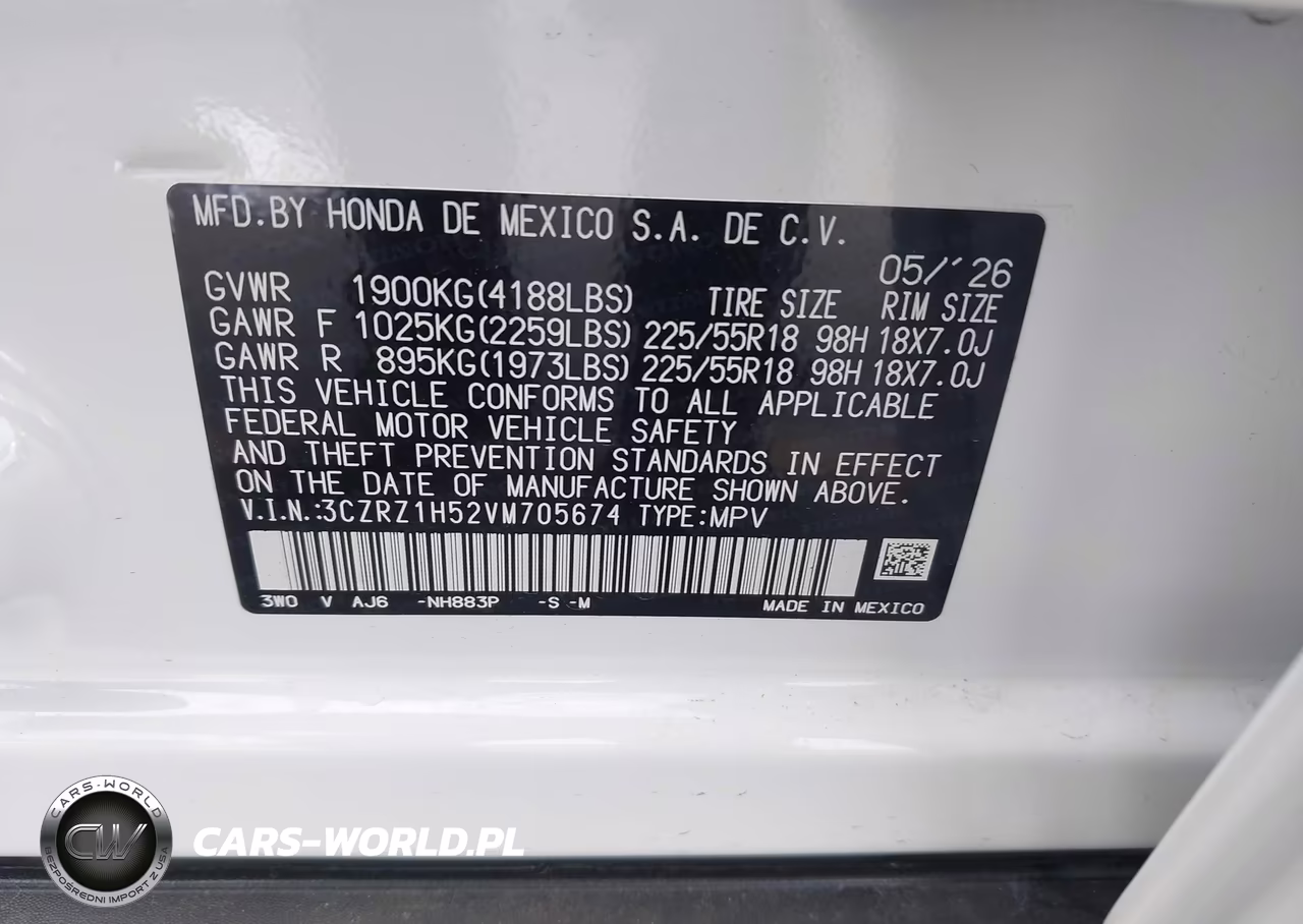 2027 Honda Hr-V Sport 2Wd VIN:3CZRZ1H52VM705674 - 9