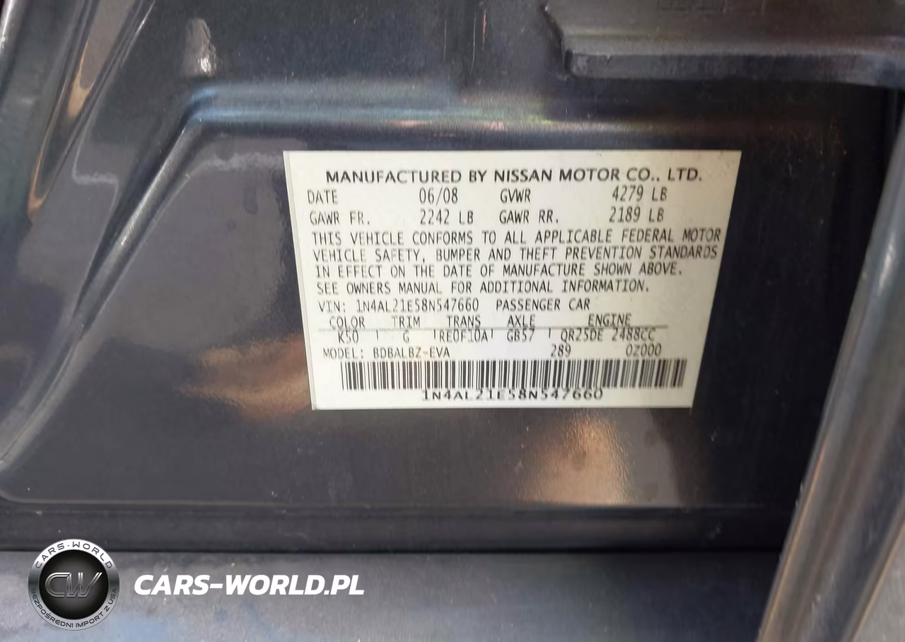 2008 Nissan Altima 2.5 S VIN:1N4AL21E58N547660 - 9