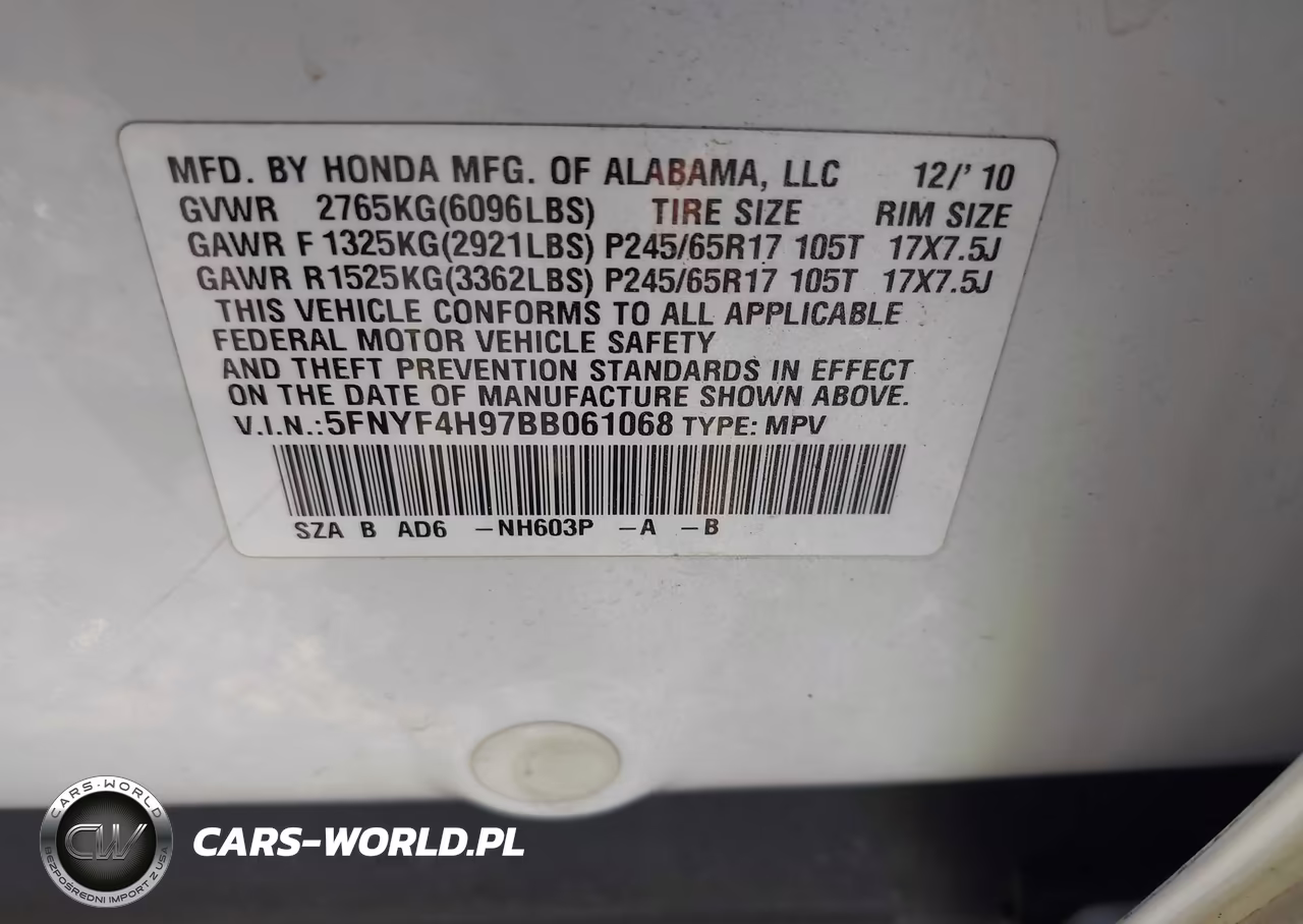 2011 Honda Pilot Touring VIN:5FNYF4H97BB061068 - 9