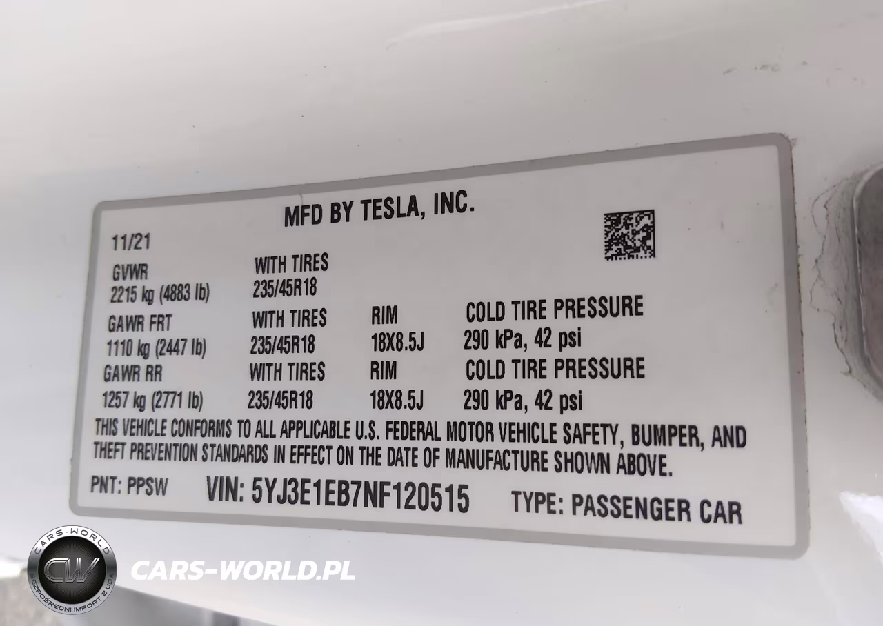 2022 Tesla Model 3 Long Range Dual Motor All-Wheel Drive VIN:5YJ3E1EB7NF120515 - 9