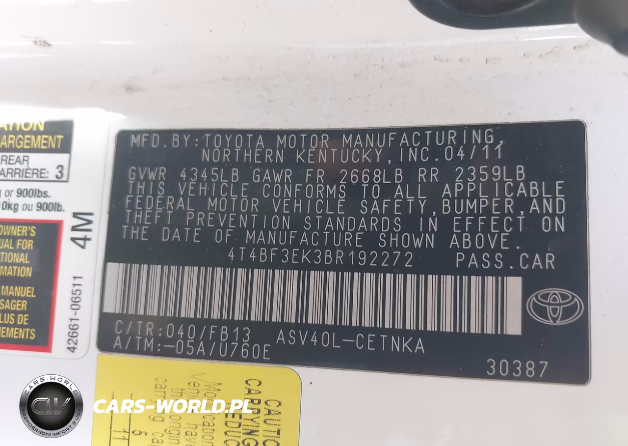 2011 Toyota Camry Le VIN:4T4BF3EK3BR192272 - 9