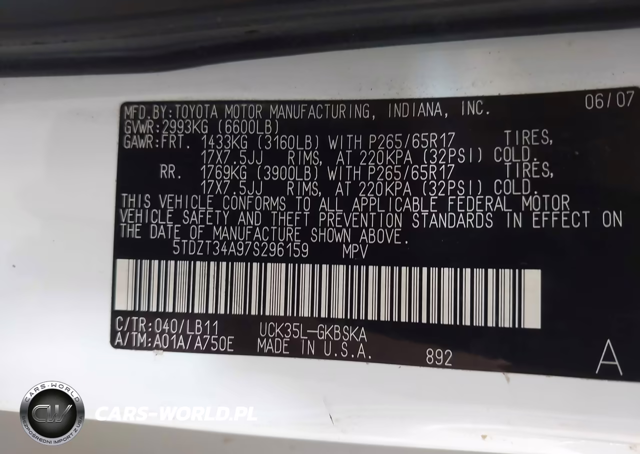 2007 Toyota Sequoia Sr5 VIN:5TDZT34A97S296159 - 9