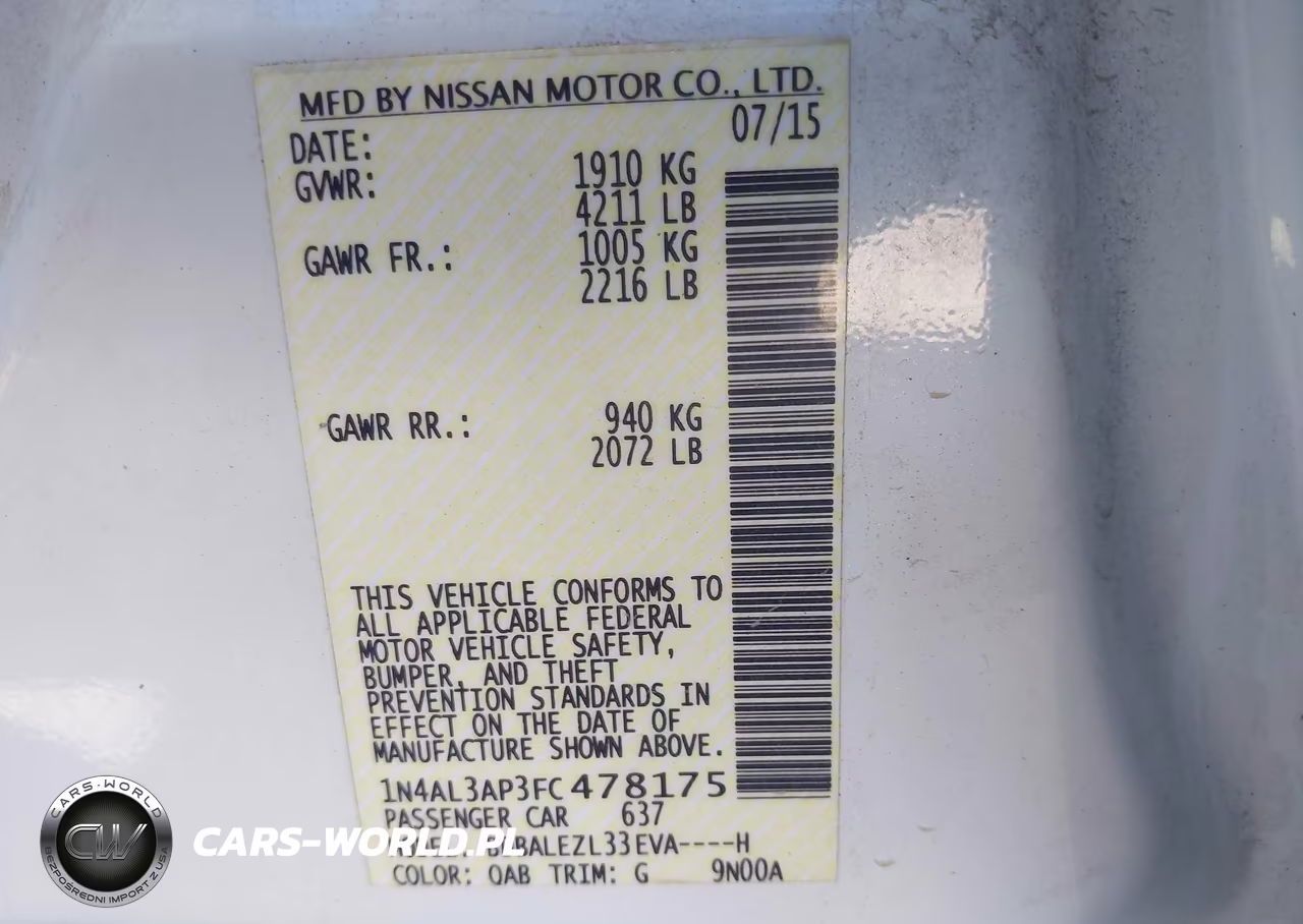 2015 Nissan Altima 2.5 S VIN:1N4AL3AP3FC478175 - 9