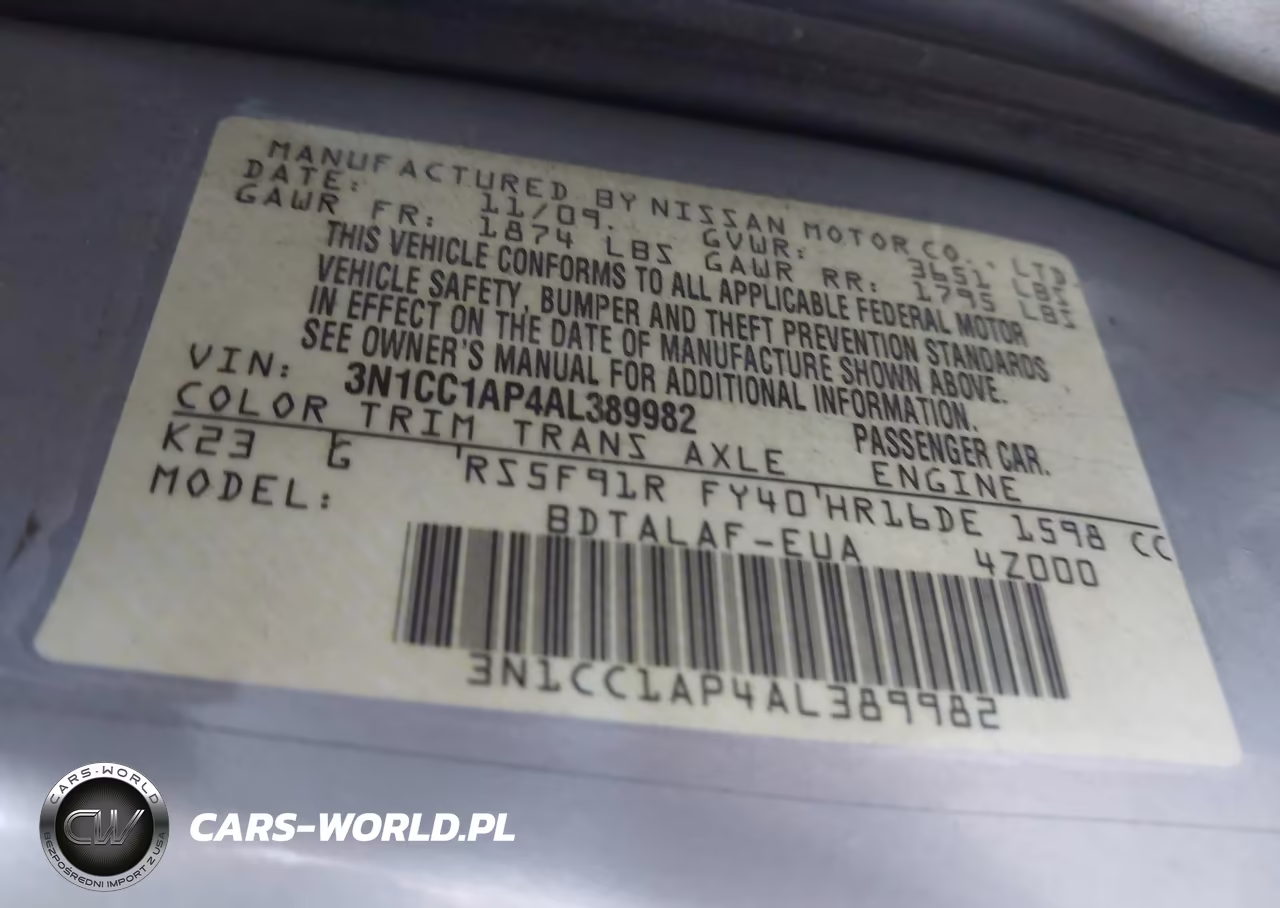 2010 Nissan Versa 1.6 Base VIN:3N1CC1AP4AL389982 - 9