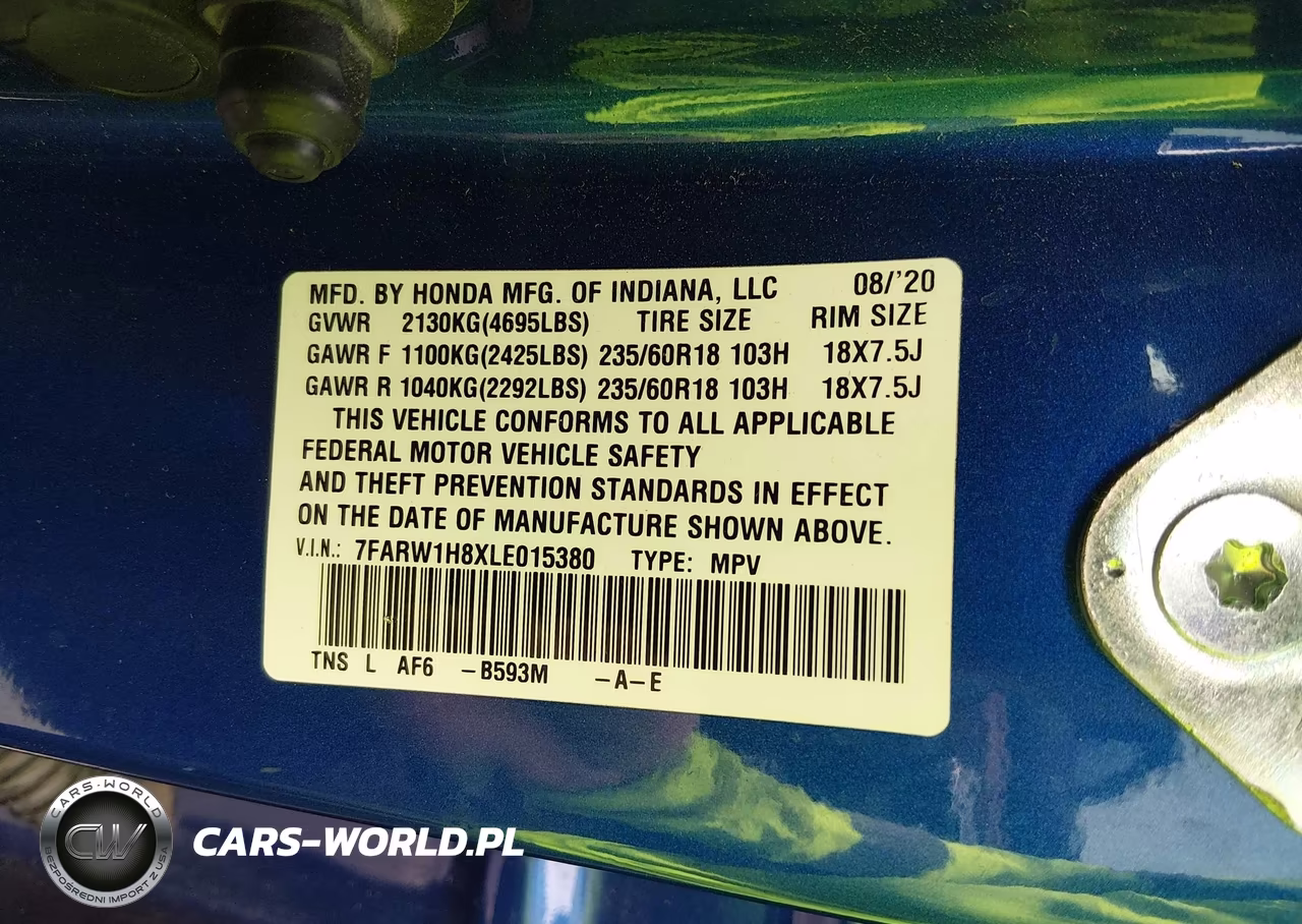 2020 Honda Cr-V 2Wd Ex-L VIN:7FARW1H8XLE015380 - 9