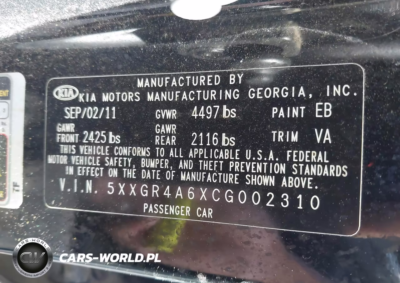 2012 Kia Optima Sx VIN:5XXGR4A6XCG002310 - 9