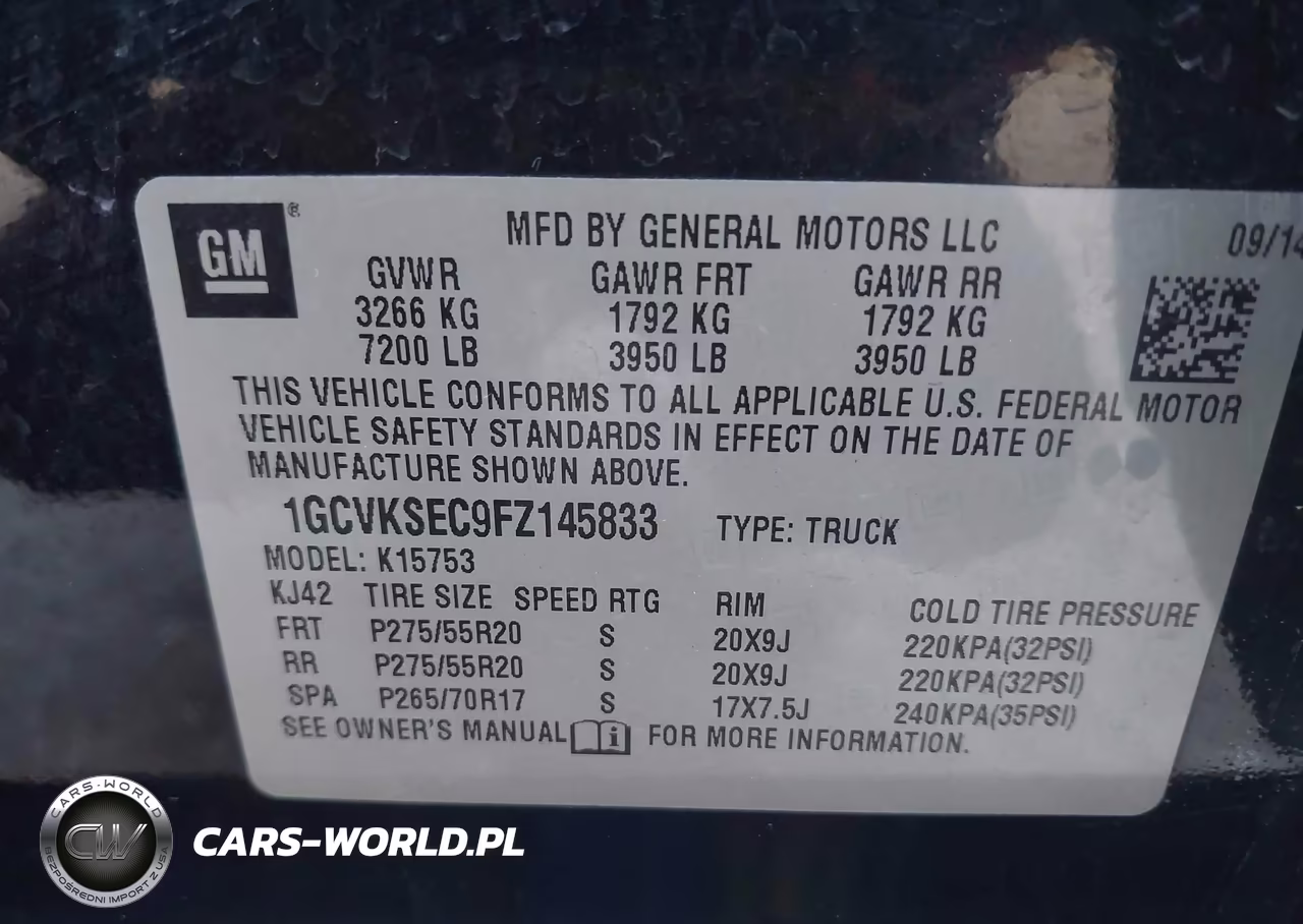 2015 Chevrolet Silverado 1500 2Lz VIN:1GCVKSEC9FZ145833 - 9