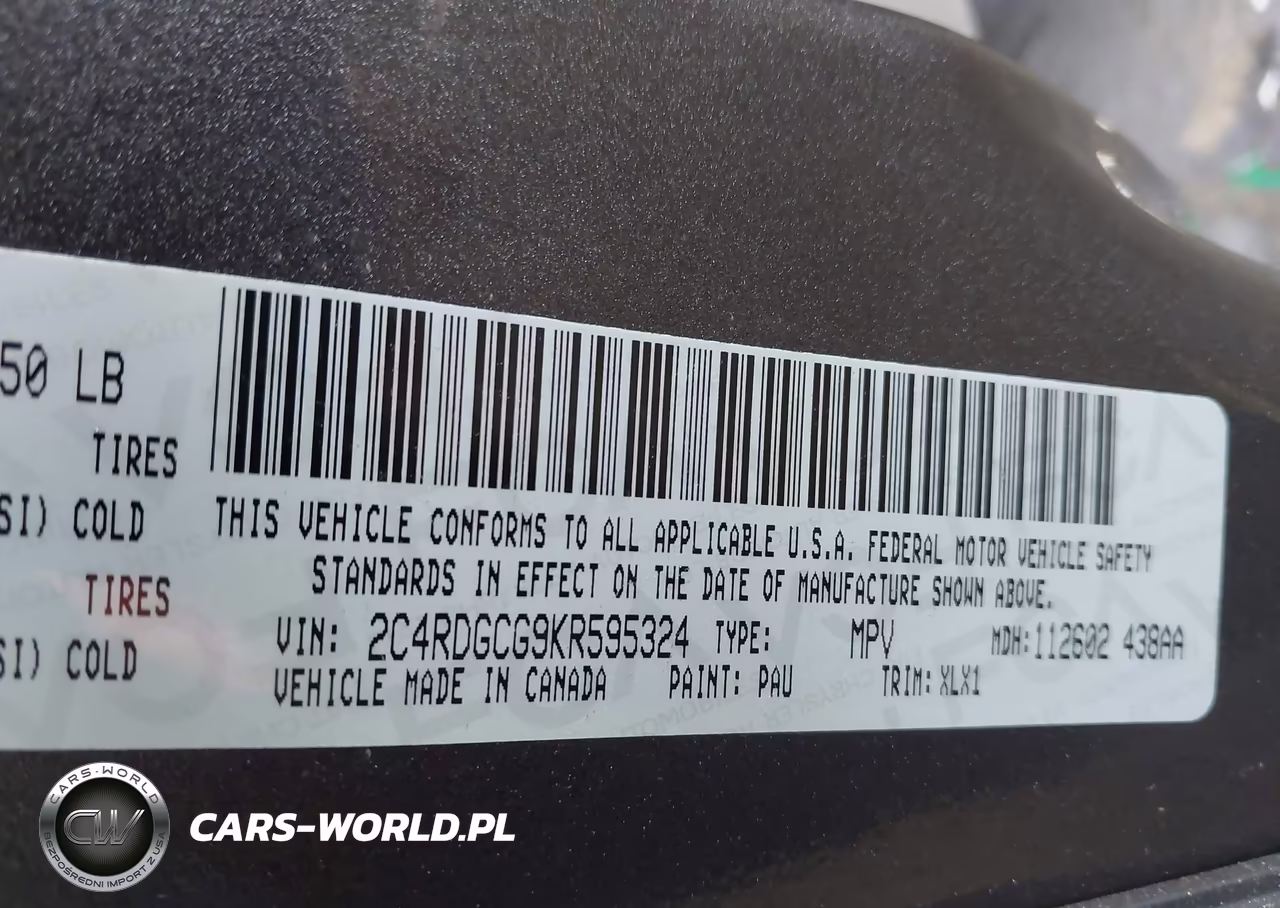 2019 Dodge Grand Caravan Sxt VIN:2C4RDGCG9KR595324 - 9