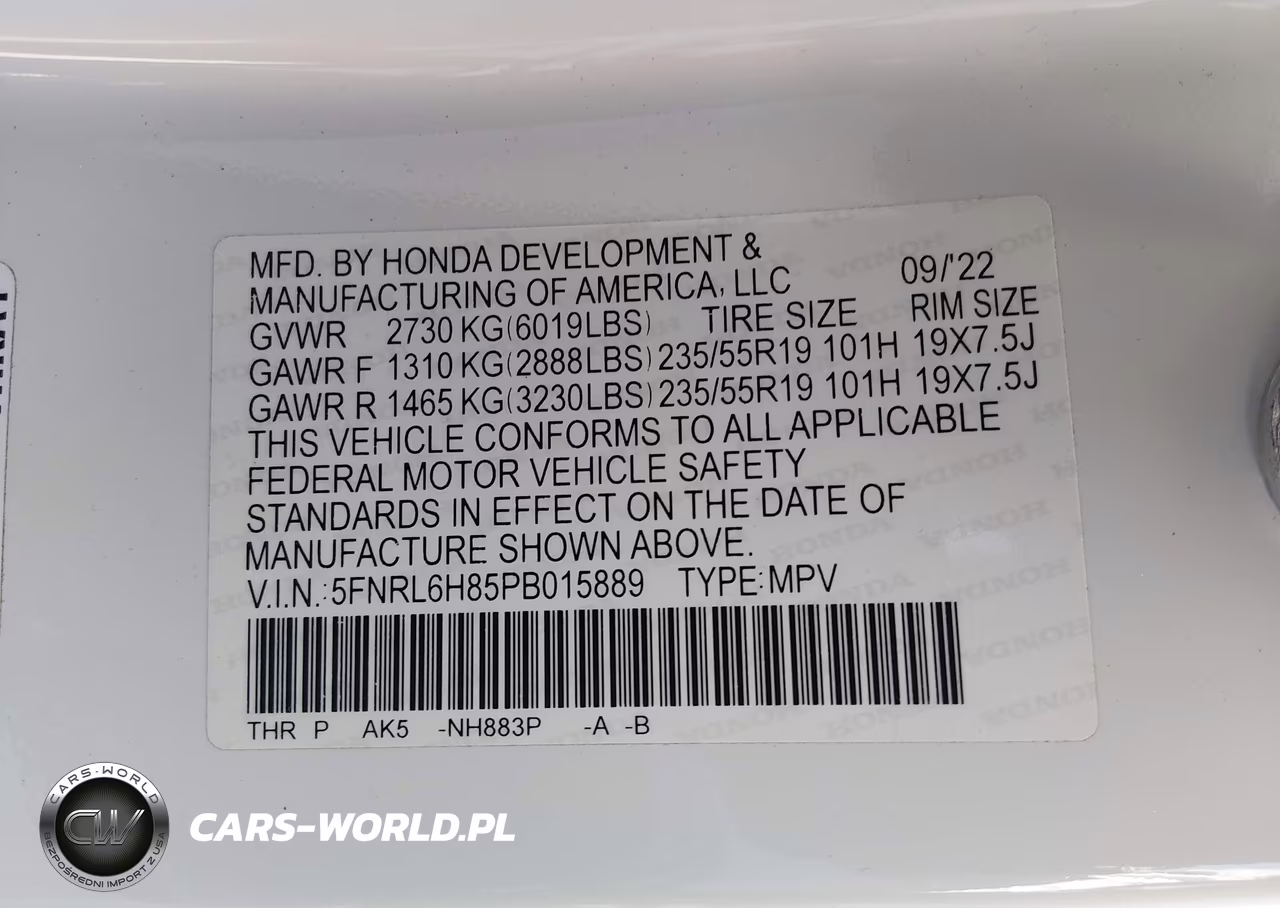 2023 Honda Odyssey Touring VIN:5FNRL6H85PB015889 - 9