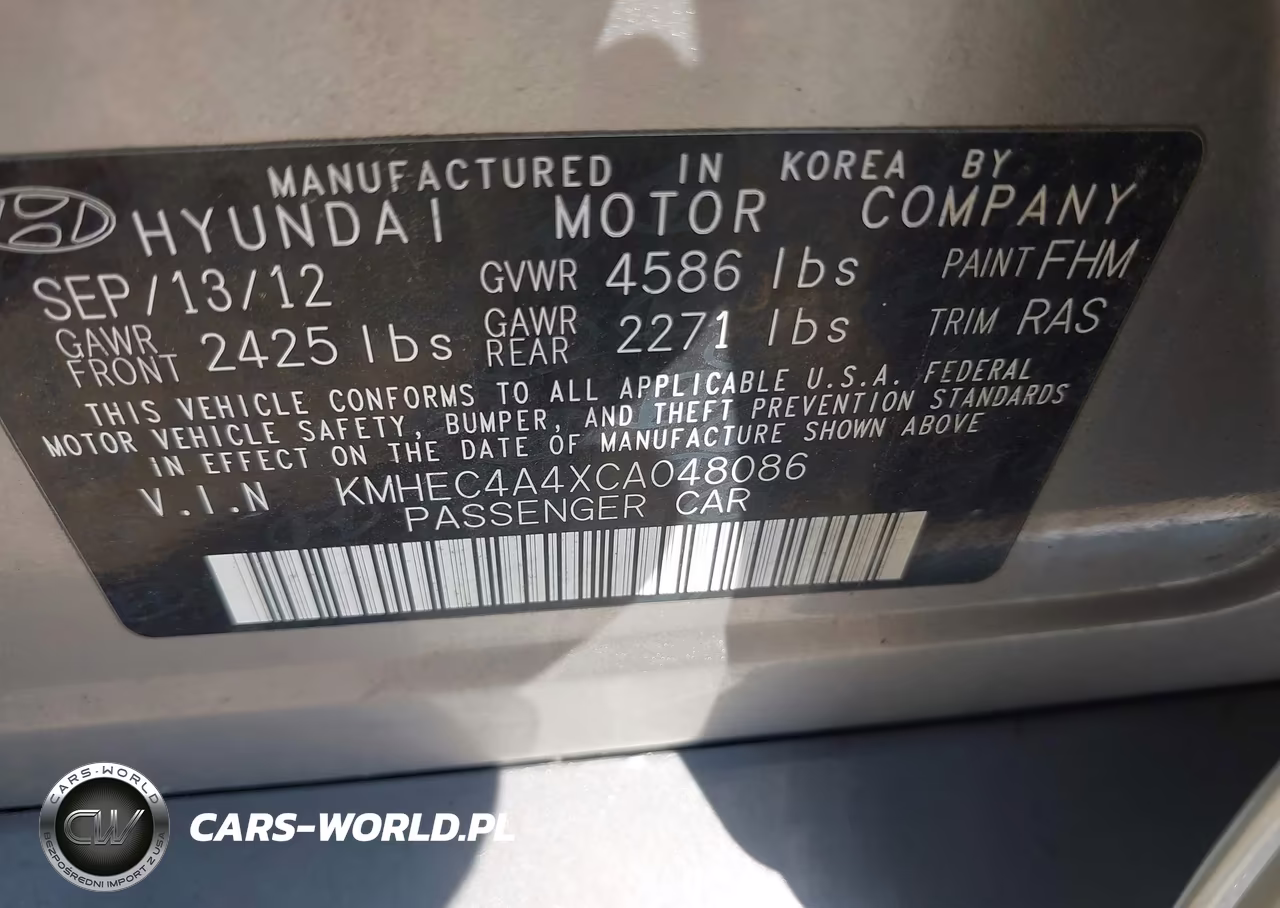 2012 Hyundai Sonata Hybrid VIN:KMHEC4A4XCA048086 - 9
