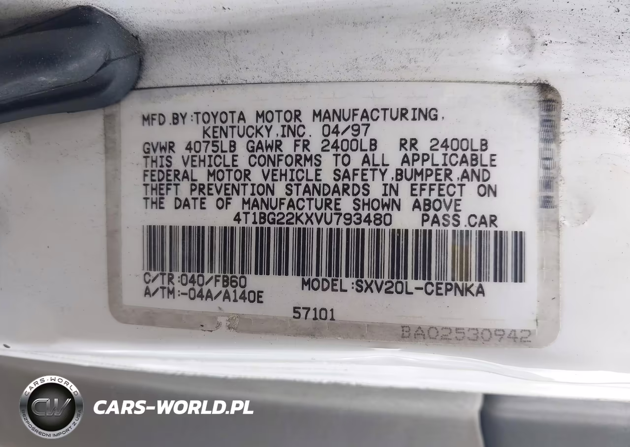 1997 Toyota Camry Le VIN:4T1BG22KXVU793480 - 9