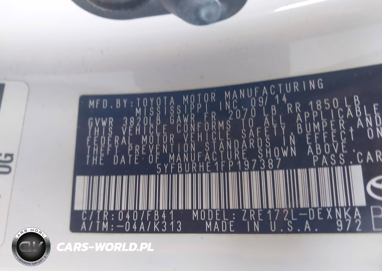 2015 Toyota Corolla Le VIN:5YFBURHE1FP197387 - 9
