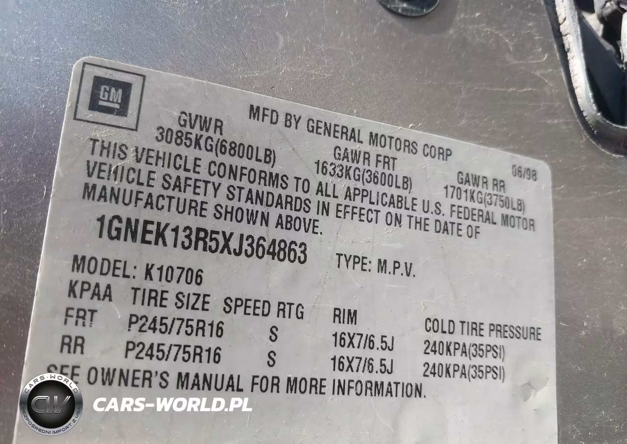 1999 Chevrolet Tahoe Ls VIN:1GNEK13R5XJ364863 - 9