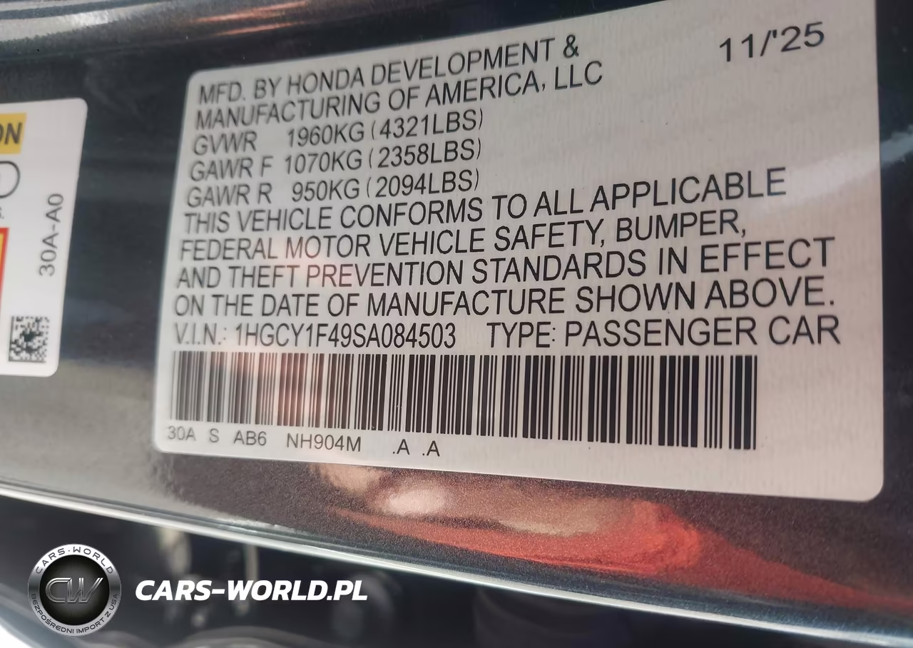 2025 Honda Accord Se VIN:1HGCY1F49SA084503 - 9