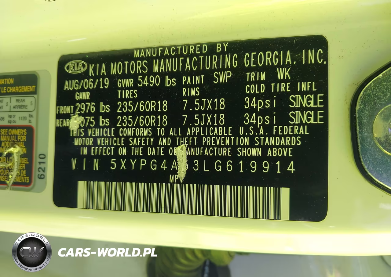 2020 Kia Sorento 3.3L Lx VIN:5XYPG4A53LG619914 - 9