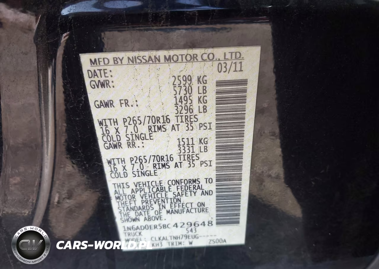 2011 Nissan Frontier Sv VIN:1N6AD0ER5BC429648 - 9