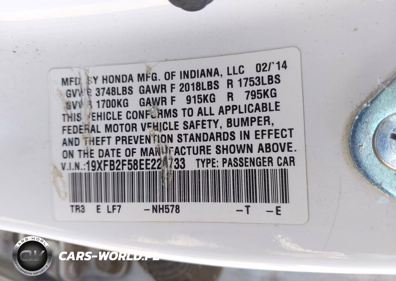 2014 Honda Civic Lx VIN:19XFB2F58EE224733 - 9