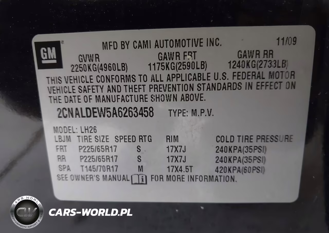2010 Chevrolet Equinox Lt VIN:2CNALDEW5A6263458 - 9