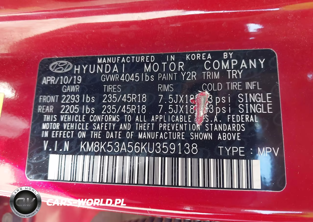 2019 Hyundai Kona Ultimate VIN:KM8K53A56KU359138 - 9