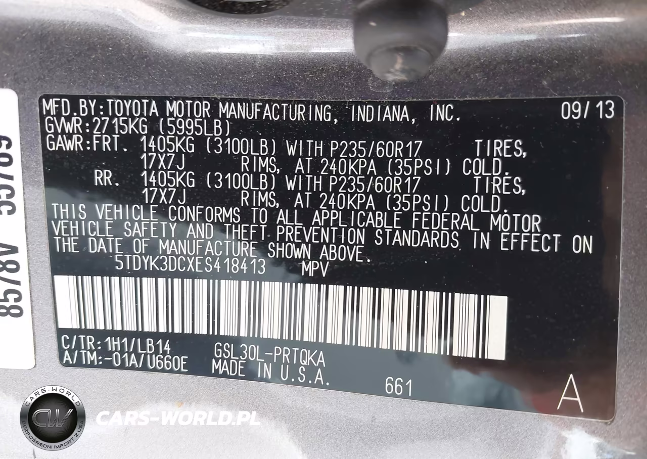 2014 Toyota Sienna Xle V6 7 Passenger Auto Access Seat-Xle V6 8 Passenger VIN:5TDYK3DCXES418413 - 9